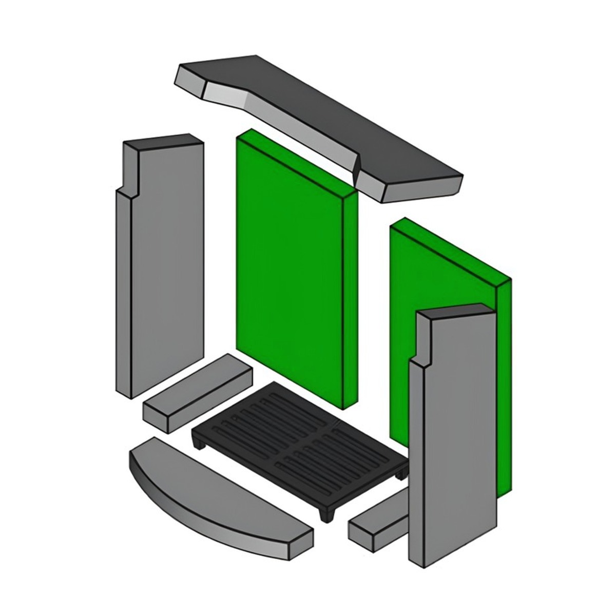 Brennraum hinten Set 2-teilig