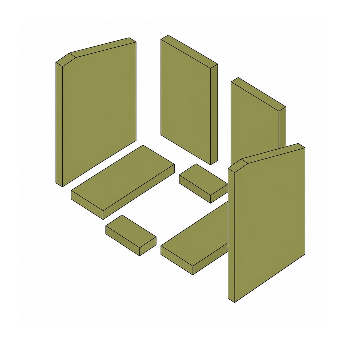 UNI-1165 | Brennraum Vermiculit, komplett, Set 8 teilig