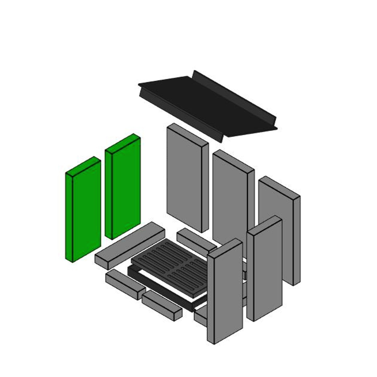 Brennraum seitlich Set 2-teilig, links