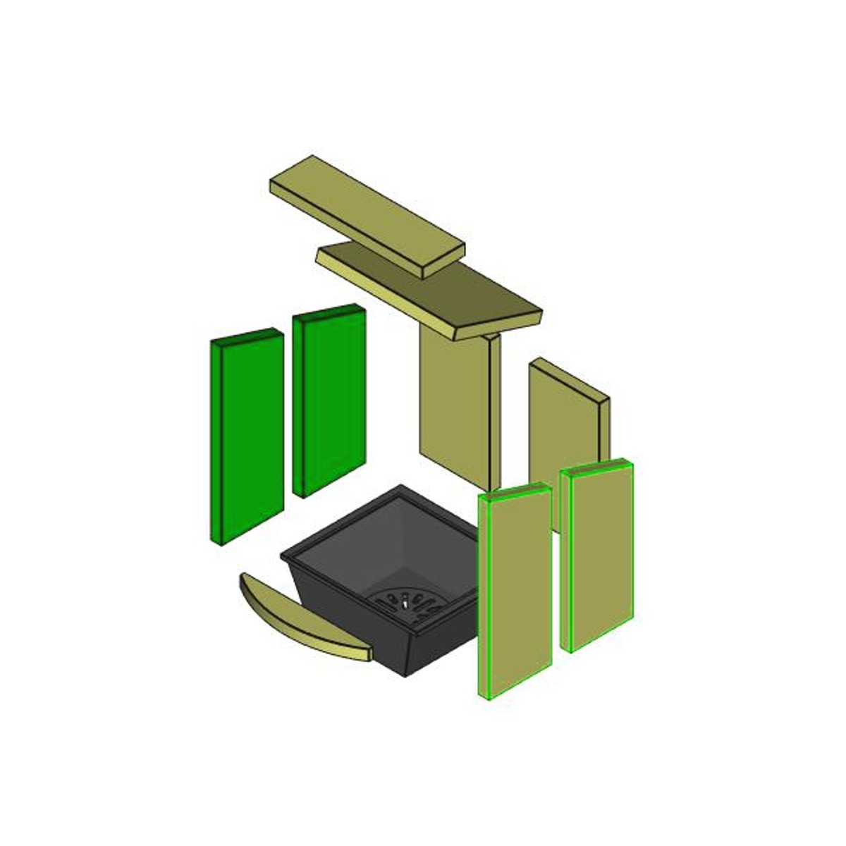 Brennraum Vermiculit, seitlich Set 2-teilig, links