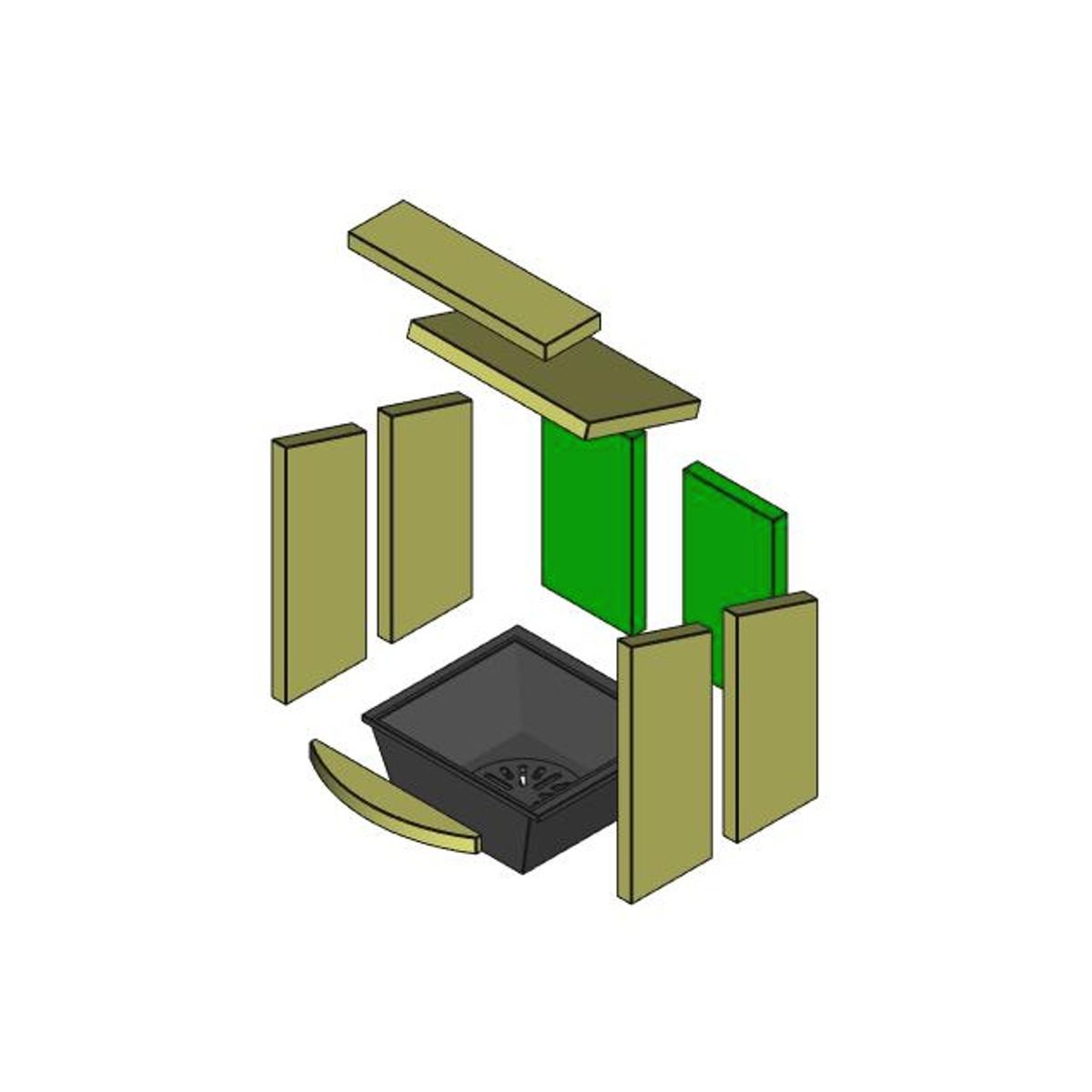 Brennraum Vermiculit, hinten, Set 2-teilig