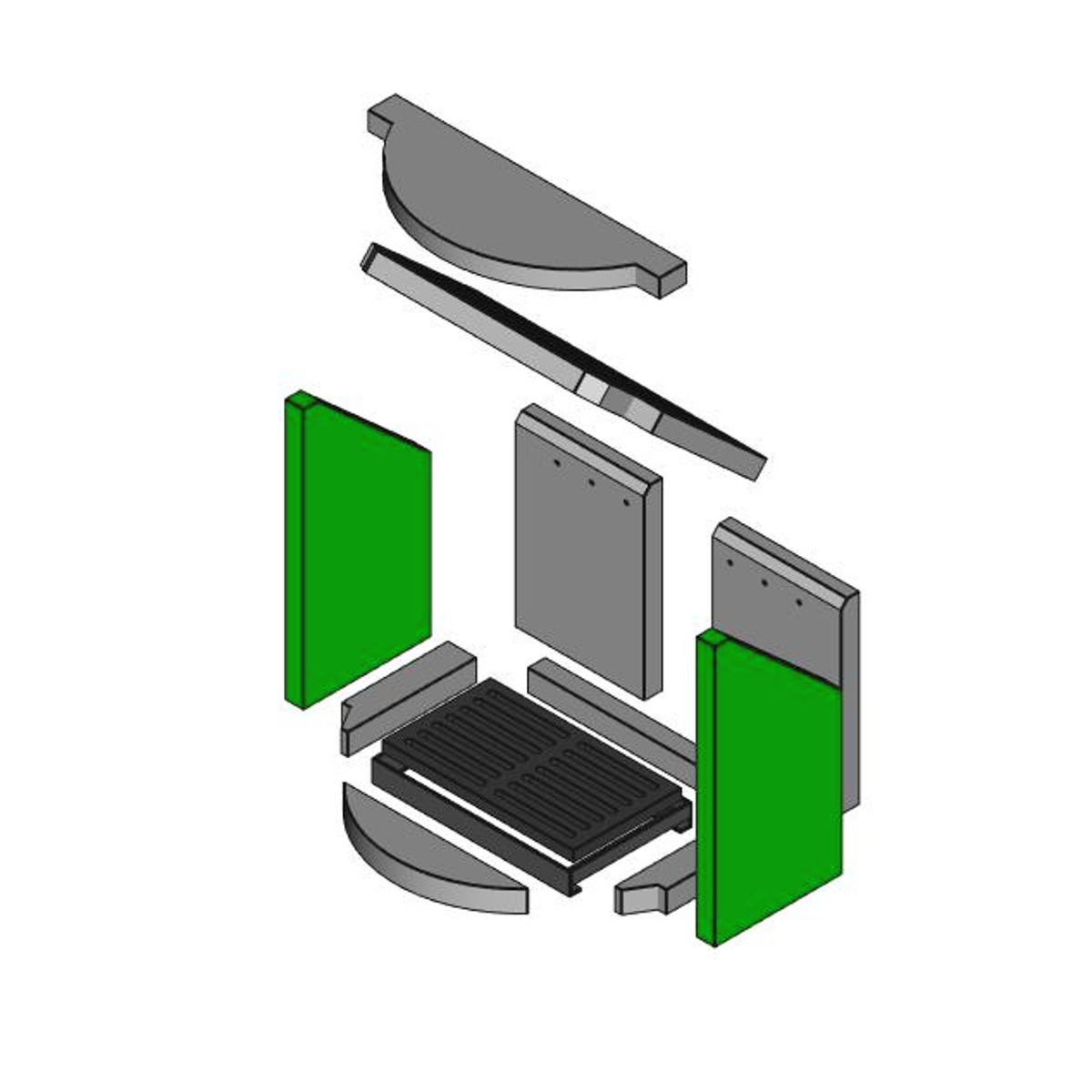 Brennraum Keramik, seitl. Set 2-teilig, li u. re