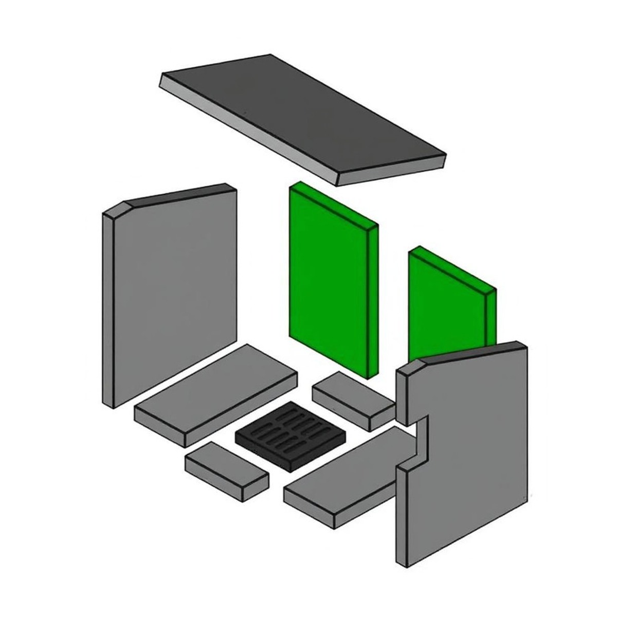 UNI-1186-LR | Brennraum hinten Set 2-teilig