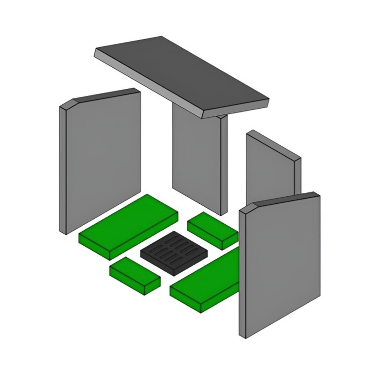 UNI-1149 | Brennraum Boden Set 4-teilig