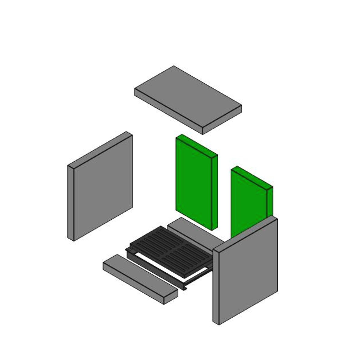 Brennraum hinten Set 2-teilig