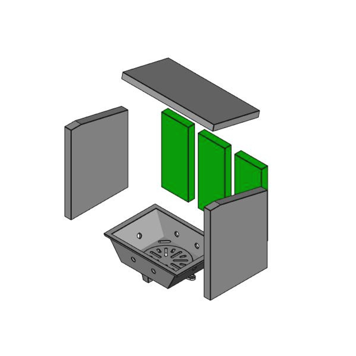 Brennraum hinten Set 3-teilig