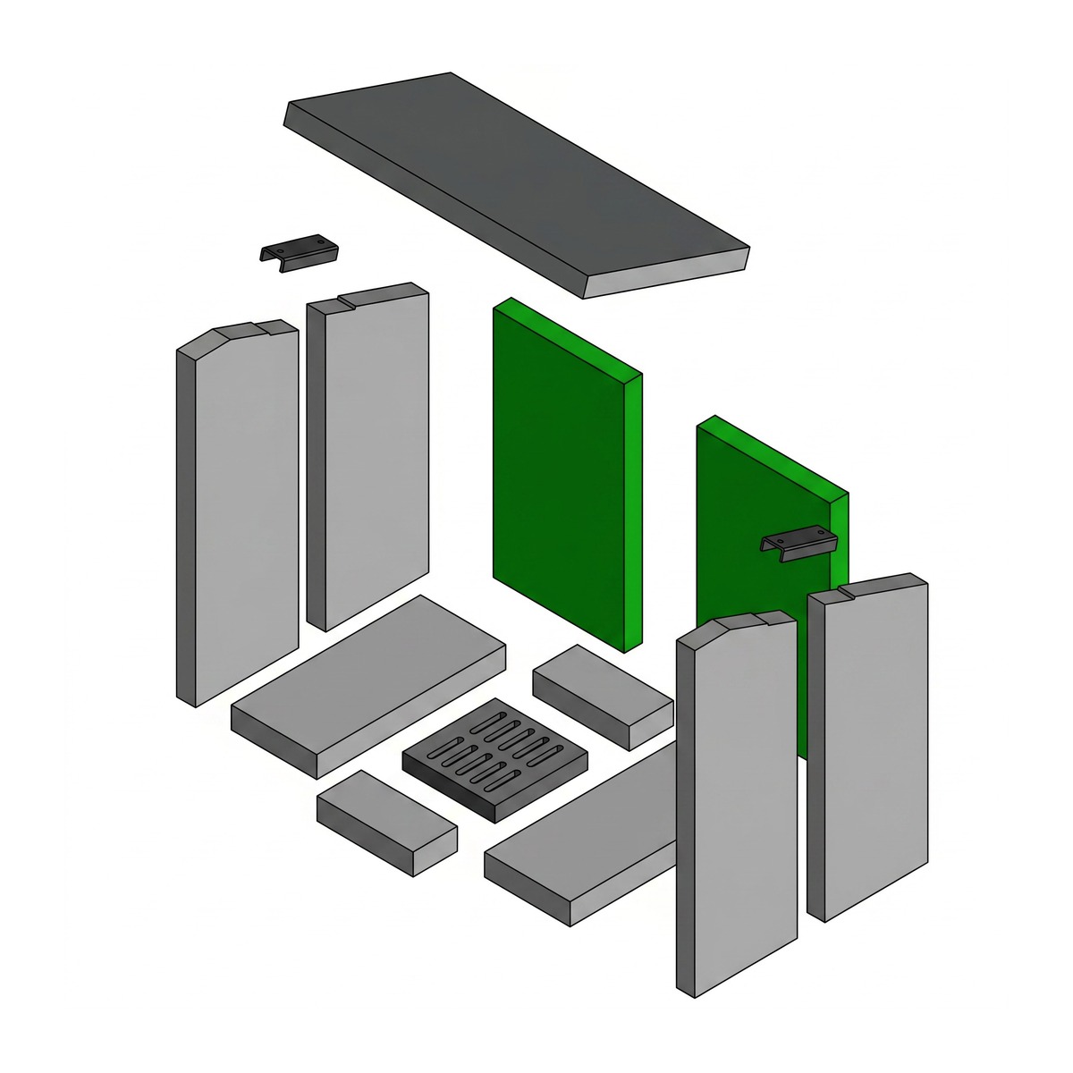 UNI-1165 | Brennraum hinten Set 2-teilig